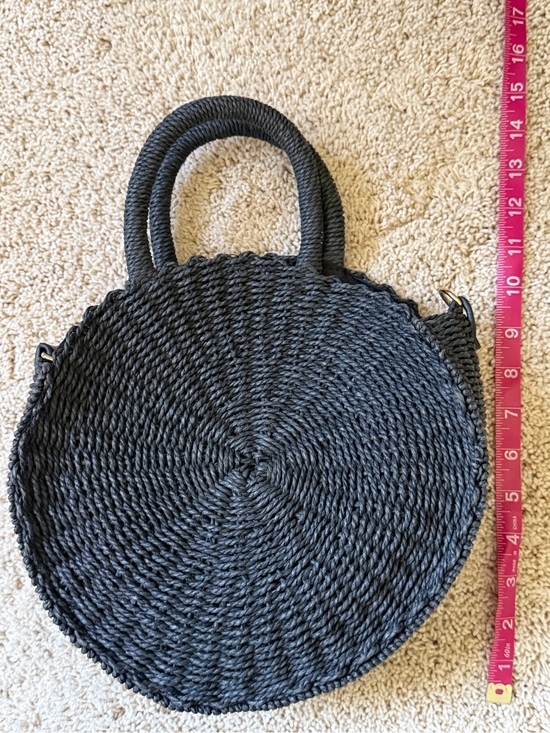 Handbags - Round Black Woven Tote Bag
